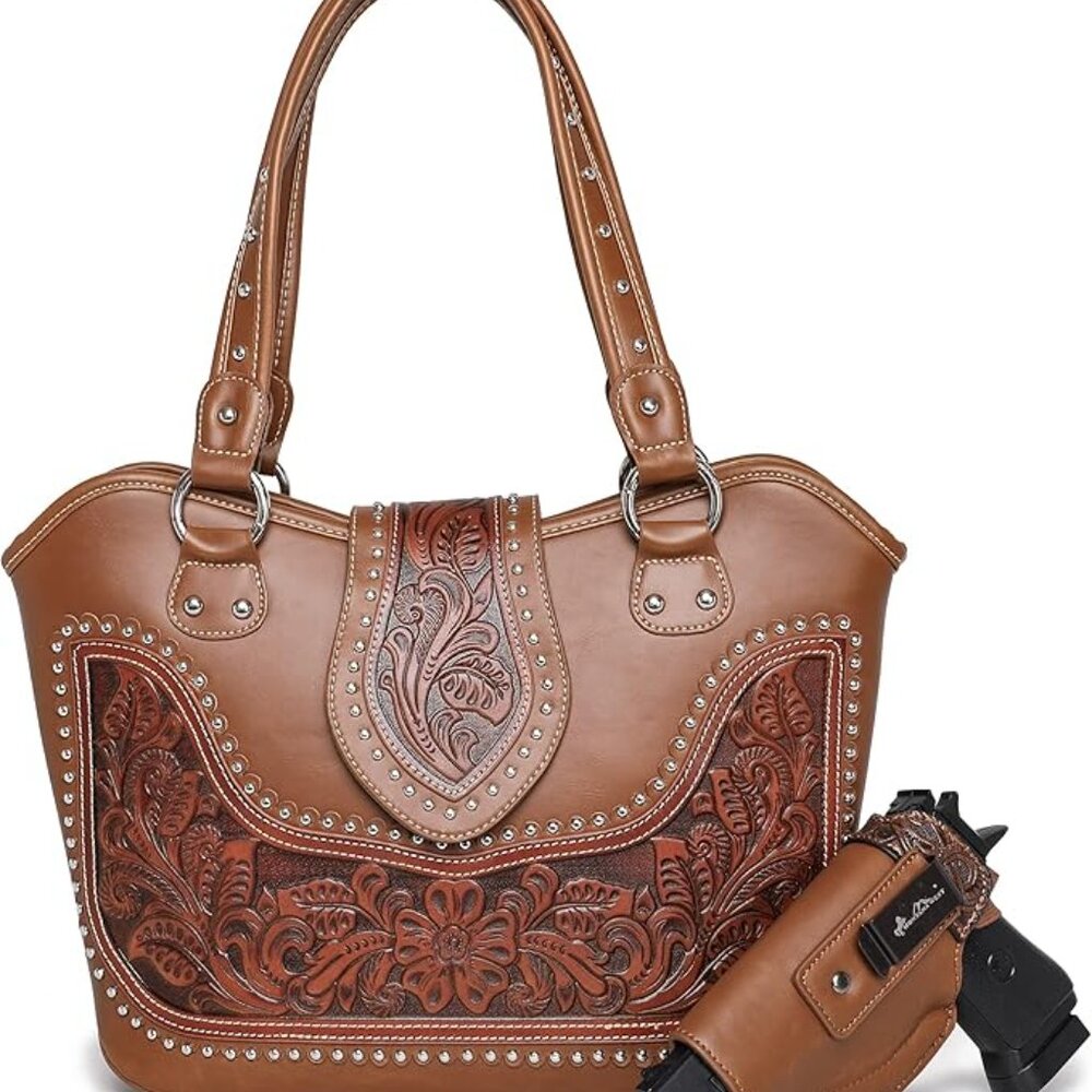 Montana West Women's Western Handbag Tooling Shoulder Bag Concealed Carry Purse - Picture 14 of 16